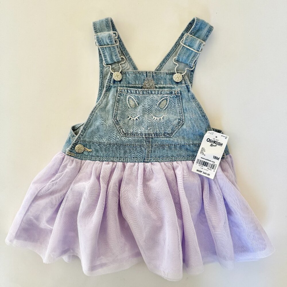 NWT OshKosh Denim Overall Tulle Skirt Lavender 12-18M